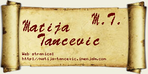 Matija Tančević vizit kartica